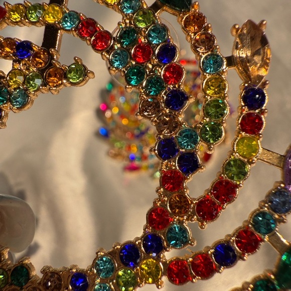 unique Colourful Multicolor Spiral Statement Earrings - Picture 11 of 13